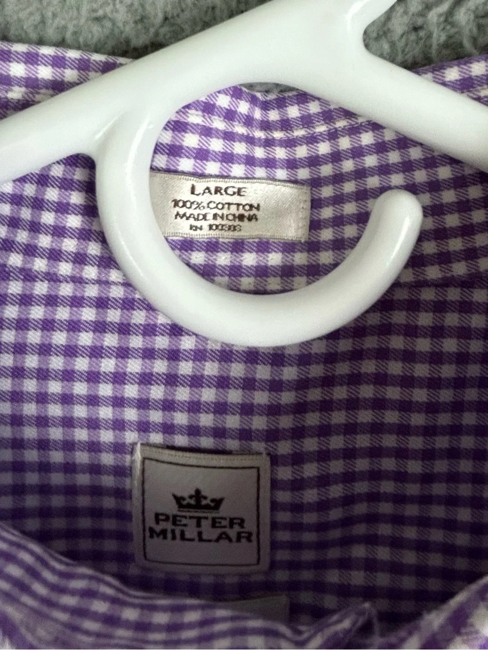 Peter Millar Men's Lavender Check Long-Sleeve Button-Up Shirt size L